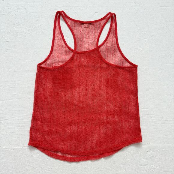XXI Orange Open Knit Mesh Tank Top, Size Medium - Picture 6 of 6